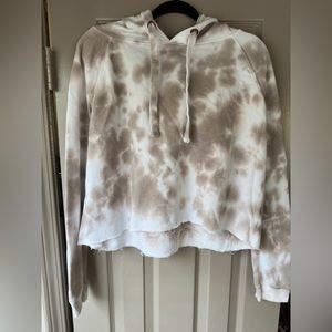 Brown and white cropped hoodie